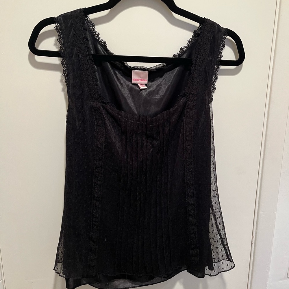Black Y2K lace tank top